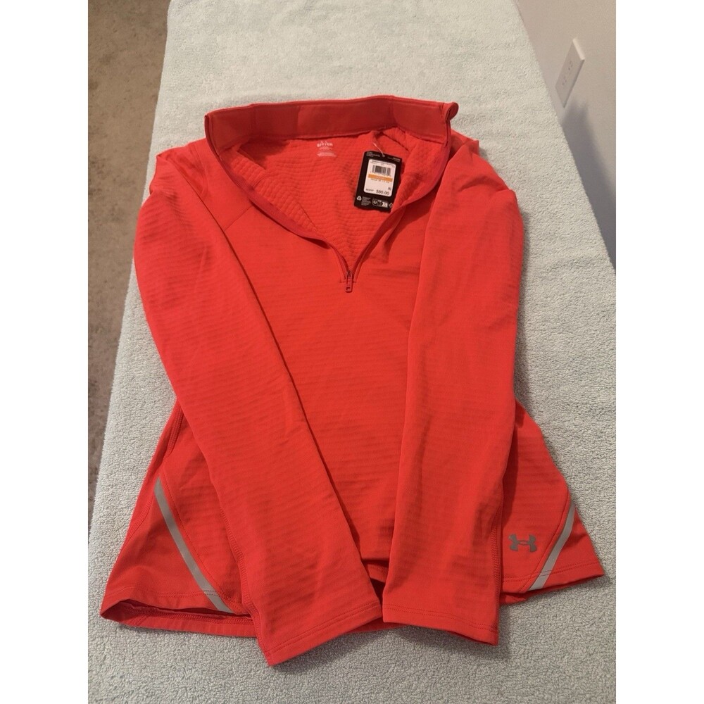 Under Armour Vanish CW 1/2 Zip Womens Small Bright Orange Pullover NWT $80 MSRP